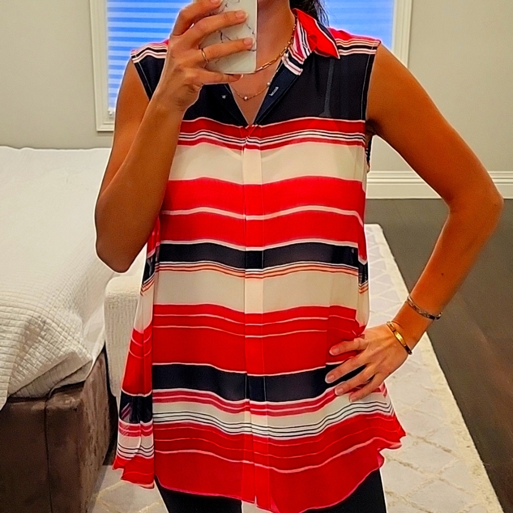WOMEN'S VINCE CAMUTO OVERSIZED MULTI COLORED SHIRT DRESS SIZE XS
